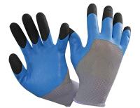 Перчатки нейлон сине-серые с черными пальцами полный вспен. нитр. облив "MASTER" 53гр. (12/600)