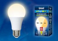 Лампа светодиодная с изменяемой освещенностью 100-50-10% 10Вт А60 3000К Uniel