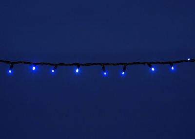 Гирлянда уличная с контроллером 10 м 120 светодиодов синий свет провод черный IP67