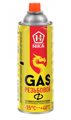 Газ для порт. приборов "NIKA" STANDART мет. баллон 220гр. цанг. (от -15 до +40 °С) Россия (28)