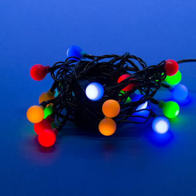 Гирлянда Шарики с контроллером светодиодная 2,8 м 20 светодиодов разноцвет. свет провод зеленый