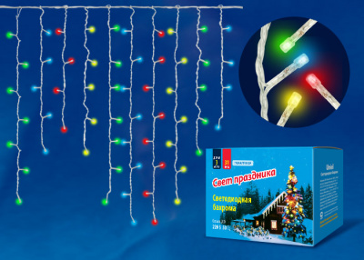 Гирлянда бахрома светодиодная с контрол. 3 м 200 LED разноцвет. свет провод проз. ULD-B3010-200-DTA 