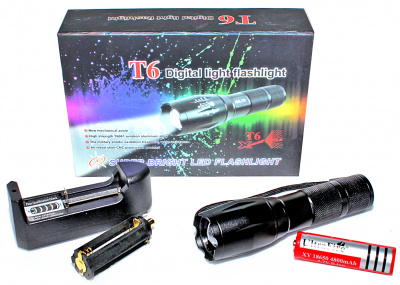 Фонарь аккум или 3ААА ультрояркий меняющ. радиус