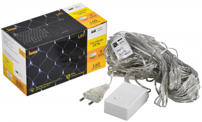  Гирлянда ИЭК сеть 1,5х1,5 м 1600 led теплый свет IP20 прозрачный шнур 3 м 8 сцен