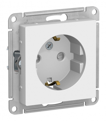 Розетка Атлас 1СП с/з шторки белая (20)