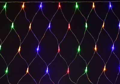  Гирлянда ИЭК сеть 1,5х1,5 м 1600 led RGB свет IP20 прозрачный шнур 3 м 8 сцен