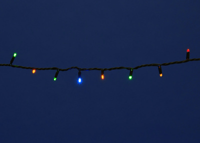 Гирлянда уличная с контроллером 10 м 120 светодиодов разноц свет провод черный IP67