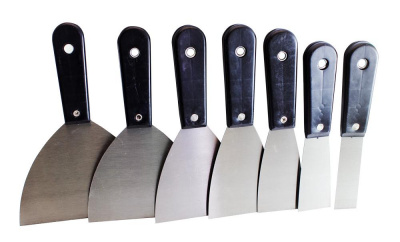 Шпатель нерж. пластиковая черная ручка 4,0" 100 мм. (12/240)