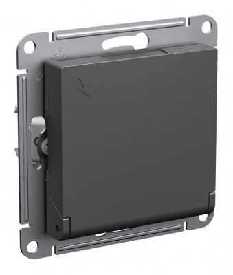 Розетка Атлас 1СП с/з базальт с крышкой