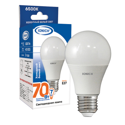 Лампа светодиодная ЛОН 7W E27 6500К ИОНЫЧ