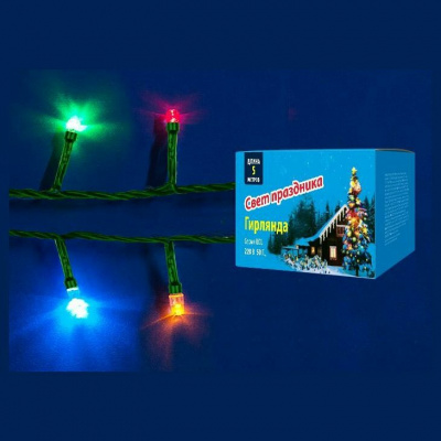 Гирлянда с контроллером 5 м 50 миниламп накаливания разноцвет. свет провод зеленый