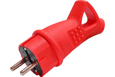 Вилка каучук угловая с кольцом красная 16А с/з Универсал (40)