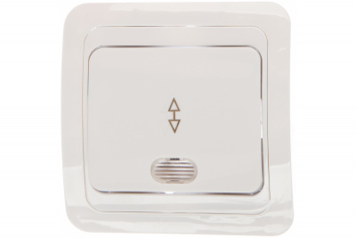 Выключатель Валери 1СП проходной с индик. белый