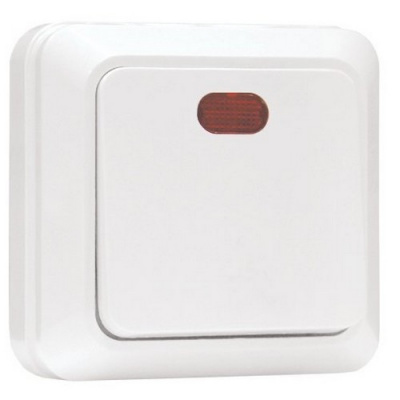 Выключатель Олимп (Рим) 1ОП с индик. белый