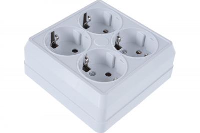 Розетка Олимп (Рим) 4ОП с/з белая квадрат (10)