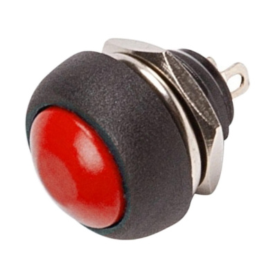 Минивыключатель кнопка 250V 1F 2C ON-OFF красный без фиксации