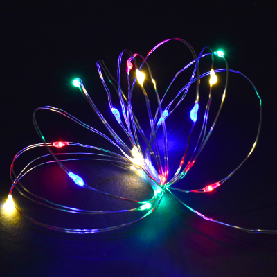  Гирлянда ИЭК роса 2 м 20 led RGB свет IP20 прозрачный шнур 0,3 м 2АА