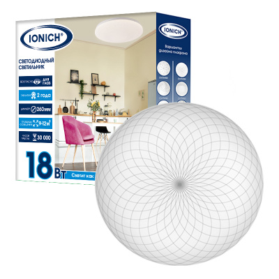 Светильник св. потолочный  ИОНЫЧ 2217 Кассиопея 18 Вт 6500К