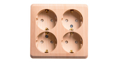 Розетка ДАЧА 4ОП с/з сосна (5шт./упак.)